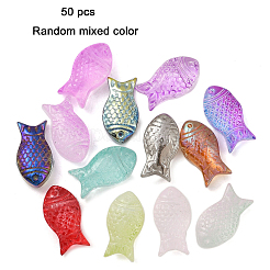 50шт 5 цвета прозрачные окрашенные распылением стеклянные бусины&nbsp;GLAA-FP0001-41