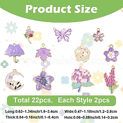 22шт 11 стиля светлые позолоченные подвески из сплава с эмалью&nbsp;ENAM-YW0008-41