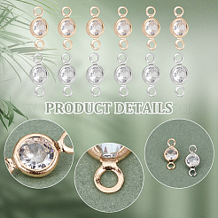 100 шт. 2-цветные латунные подвески-коннекторы с прозрачным кубическим цирконием&nbsp;FIND-UN0003-29