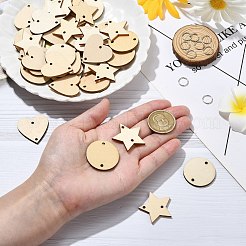 180 шт. 3 стиля неокрашенных необработанных деревянных звеньев&nbsp;WOOD-CJ0002-24