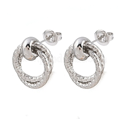 Серьги-гвоздики с текстурированными кольцами из нержавеющей стали 304&nbsp;EJEW-P324-04P