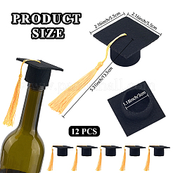 12 шт. мини-шляпка для выпускника из фетра с кисточками&nbsp;AJEW-CP0010-10