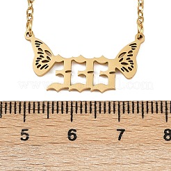 201 нержавеющая сталь номер 333 с крыльями бабочки подвеска ожерелье&nbsp;LS-NJEW-P332-01A-G