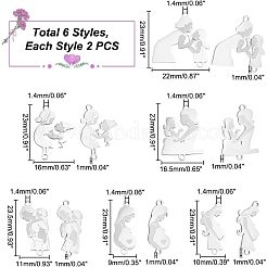 12 шт. 6 стиля 201 подвески-соединители из нержавеющей стали&nbsp;STAS-UN0039-82