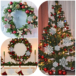 36 шт. блестящие рождественские снежинки пластиковые подвесные украшения&nbsp;HJEW-GF0001-64A