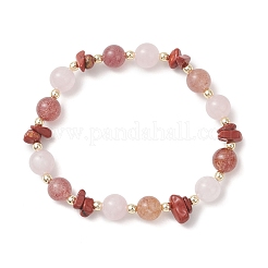 Женские браслеты из натуральных бусин клубничного кварца&nbsp;BJEW-JB13187