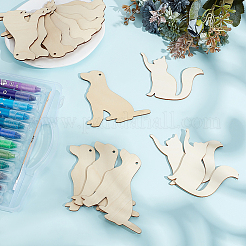 32 шт. 2 стиля кошки и собаки незаконченные заготовки для рисования&nbsp;WOOD-PH0003-74