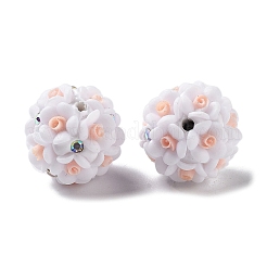 Бусины-цветы из светящейся полимерной глины со стразами&nbsp;RESI-C048-01B