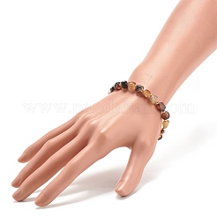 Браслет из натурального черного агата (окрашенный) круглый&nbsp;BJEW-JB08197-07