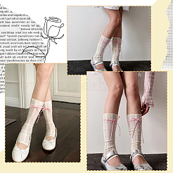 Носки из полиэстера с бантом и кружевом&nbsp;AJEW-WH20080-19A