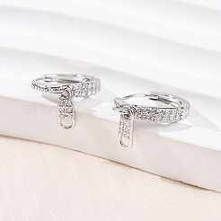 Серьги-кольца из стерлингового серебра с микропаве из прозрачных кубических цирконий с застежкой-молнией 925&nbsp;EJEW-K317-01P