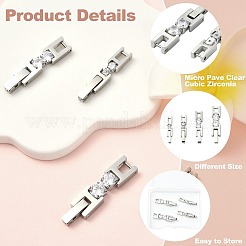 4 шт. 4 стиля застежки для часов из нержавеющей стали 304 с микропаве из прозрачного кубического циркония&nbsp;STAS-CJ0002-96