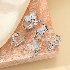 Комплекты колец-манжет/палец из нержавеющей стали и полимерной глины со стразами&nbsp;FS-WG0D843-04