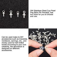 304 нержавеющая сталь чашечка жемчужные штифты булавки подвески&nbsp;STAS-UN0016-47S