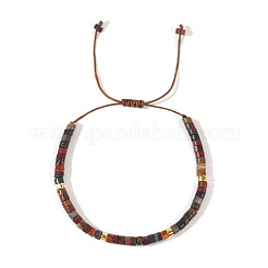 Плоские круглые плетеные браслеты из натуральной полихромной яшмы/камня пикассо/яшмы пикассо&nbsp;XT5417