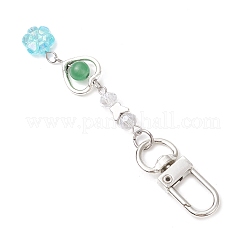 Подвесные украшения из цветочного акрила и окрашенного натурального нефрита&nbsp;HJEW-JM02884