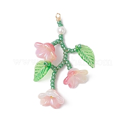 Подвески из стеклянных семян с цветами&nbsp;PALLOY-MZ00988