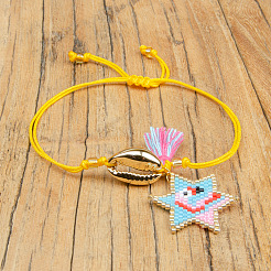 Женские браслеты-плетения с геометрическим узором «звезда из бисера Миюки» в богемном этническом стиле с подвеской в виде фламинго&nbsp;ZA1517