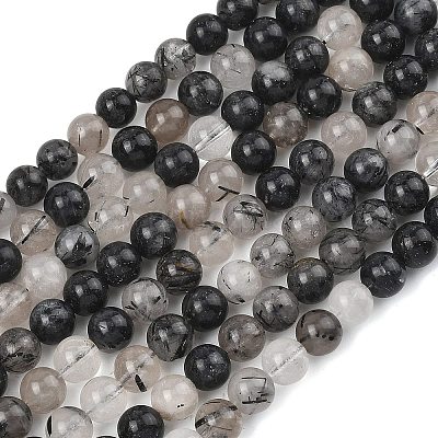 Натуральный турмалированный кварц / черный рутиловый кварц&nbsp;G-D361-01A-6-7mm-1