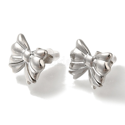 Серьги-гвоздики с бантом из нержавеющей стали 304 EJEW-Z077-01P-1