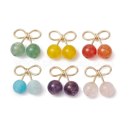 6 шт. 6 вида круглых подвесок из натурального зеленого авантюрина PALLOY-TA00155-1