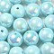 UV Plating Rainbow Iridescent Acrylic Beads, Round, Light Cyan, 17.5x17mm, Hole: 2.8mm