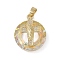 Brass Micro Pave Cubic Zirconia with Glass Pendents, Long-Lasting Plated, Cross, Yellow, 25x20x10mm, Hole: 6x3mm