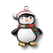 Christmas Opaque Resin Pendants, with Platinum Iron Loop, Penguin, 34x25x11mm, Hole: 2mm