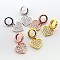 Brass Micro Pave Cubic Zirconia Large Hole European Dangle Heart Charms, Cadmium Free & Nickel Free & Lead Free, Mixed Color, 17mm, Hole: 4mm, Heart: 10x9x1.5mm