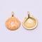 Alloy Enamel Pendants, Lead Free & Cadmium Free, Shell Shape, Light Gold, Sandy Brown, 25x20x3.5mm, Hole: 4x3mm