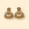 Bohemian Style Alloy Resin Bell with Flat Round Chandelier Earrings, Golden, White, 75x45mm