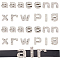 Zinc Alloy Slide Charms, with Crystal Rhinestone, for Wristband, Bag & Clothing Labels, Letter a & e & g & i & n & p & r & w & x, Platinum, 12~16.5x4.5~14.5x6mm, hole: 9.5~10x3mm, 13pcs/set