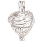 Anti-Tarnish 1Pc Rhodium Plated 925 Sterling Silver Empty Bead Cage Pendants, with Clear Cubic Zirconia, Heart Charms, 21x15x10mm, Hole: 4.5x2.5mm, Inner Diameter: 10.5x13mm