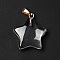 Glass Pendants, with Golden Plated Iron Findings, Star, Clear, 23x20x6mm, Hole: 6x2mm