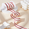 5 Yards Cotton Ribbon, Handmade Sweater Ribbon Trim Decoration, for DIY, Package, Stripe Pattern, with 1Pc Plastic Empty Spools, Red, 1 inch(25mm), about 4.98 Yards(4.55m)/Set