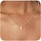 Cross Stainless Steel Pendant Necklaces, Real 14K Gold Plated, 15.75~19.69 inch(40~50cm)