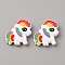 Silicone Focal Beads, Colorful, Horse, 29x28x7.5mm, Hole: 2mm