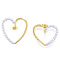 Heart Brass Stud Earring for Women, with ABS Plastic Pearl Beads, Nickel Free, Real 18K Gold Plated, 31.5x30.5mm, Pin: 0.7mm