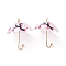 Acrylic Pendants, with Golden Plated Alloy Findings, 3D Umbrella with Flower Pattern, Red, 23x18x18mm, Hole: 1.6mm