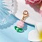 Flower Glass Seed Beads Beaded Pendant Decorations, with Golden Tone 304 Stainless Steel Lobster Claw Clasps, Pink, 37mm