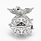 Rack Plating Brass Hollow Cage Pendants, For Chime Ball Pendant Necklaces Making, Round with Wings, Nickel Free, Platinum, 28x21mm, Hole: 9x3.5mm