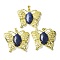 Natural Lapis Lazuli Pendants, Dyed, Brass Butterfly Charms, Golden, Rack Plating, Cadmium Free & Lead Free, 41.5x45x8mm, Hole: 8x4.5mm