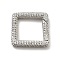 Brass Micro Pave Clear Cubic Zirconia Spring Gate Rings, Cadmium Free & Lead Free, Square, Platinum, 25x25x4mm
