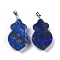 Natural Lapis Lazuli Pendants, with Platinum Brass Findings, Carrot, 29~30x17x6mm, Hole: 5mm