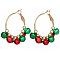 Christmas Theme Alloy Plastic Chandelier Earrings, with Enamel, Golden, Bell, 35.50x30.40mm