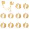 10Pcs 5 Styles 304 Stainless Steel Open Cuff Ring Components, Loop Ring Base, Golden, US Szie 7(17.3mm), Hole: 1.8~2mm, 2Pcs/style