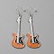 Alloy Enamel Dangle Earrings, Guitar, Orange, 83.5x24mm