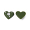 Acrylic Cabochons, with Crystal Rhinestone, Heart, Dark Olive Green, 19.5x21x6.5mm
