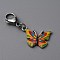 Butterfly Alloy Enamel Pendant Decoration, Stainless Steel Lobster Clasp Charms, Clip-on Charms, for Keychain, Purse, Backpack Ornament, Orange, 39mm