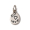 925 Streling Silver Pendants, Oval with Heart Pattern Charms, with Jump Ring, Thailand Sterling Silver Plated, 13x8x3mm, Hole: 4mm